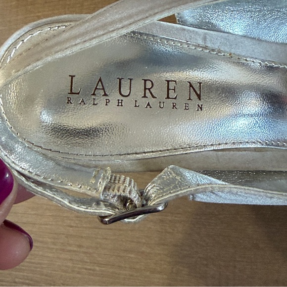 Lauren Ralph Lauren Silver Rhinestone Stilettos Slingback Women 8.5 Shoe Read - Picture 3 of 16